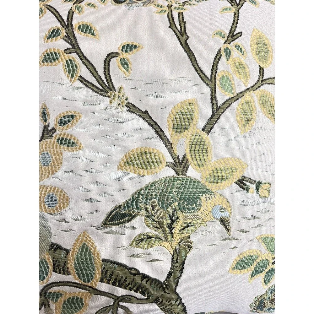 Vintage Hollywood Regency Peacock Flowers And Birds Pillow 22”x22” Estate Decor